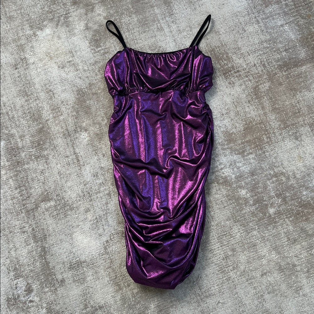 Cheryl's Kids Purple Metallic Dress with Spaghetti Straps